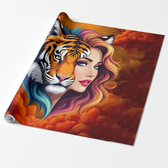 Wild Within – Tiger Spirit Göttin.  Geschenkpapier (Ungerollt)