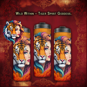 Wild Within – Tiger Spirit Göttin. Thermosbecher
