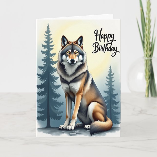 Wild Wolf Art Geburtstagskarte Karte (Vorderseite)