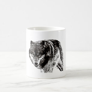 Wild Wolf Black & White Artwork Kaffeetasse