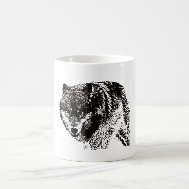 Wild Wolf Black & White Artwork Kaffeetasse (Mittel)