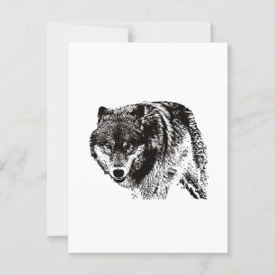Wild Wolf Black & White Artwork Postkarte