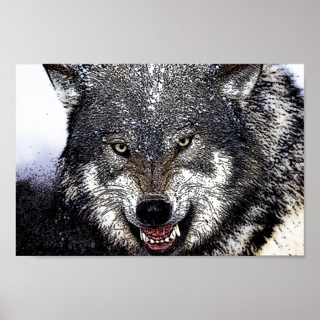 Wild Wolf Eyes Artwork Poster Print (Vorne)