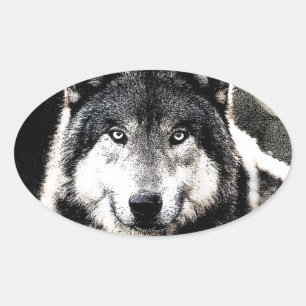 Wild Wolf Eyes Oval Sticker