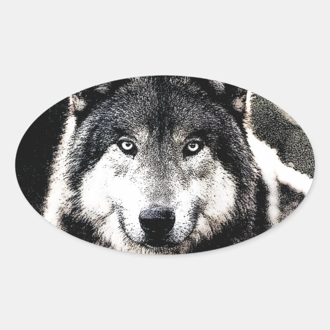 Wild Wolf Eyes Oval Sticker (Vorderseite)