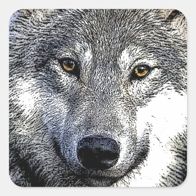 Wild Wolf Eyes Unique Artwork Quadratischer Aufkleber (Vorderseite)