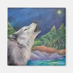 Wild Wolf Howling Magnet