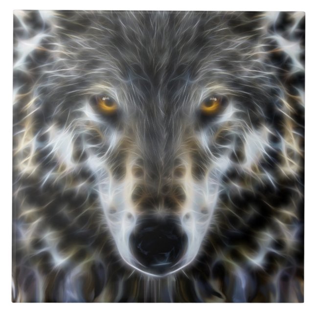 Wild Wolf Inspirational Portrait Fliese (Vorderseite)