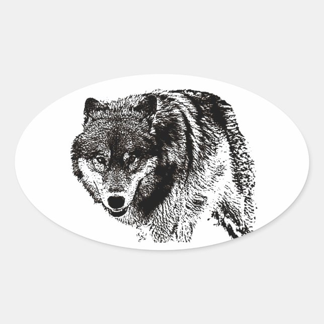Wild Wolf Ovaler Aufkleber (Vorderseite)