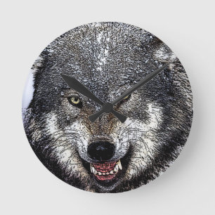 Wild Wolf Runde Wanduhr