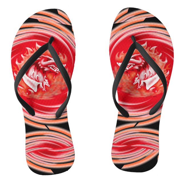 Wild Wolf Whirling Black Flip Flops (Fußbett)