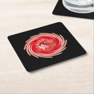 Wild Wolf Whirling Black Paper Drink Coaster Rechteckiger Pappuntersetzer