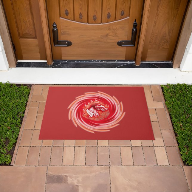Wild Wolf Whirling Red Doormat Fußmatte (Außenbereich)