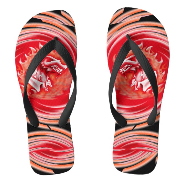 Wild Wolf Whirling schwarze Weitwinkeltreppen Flip Flops (Fußbett)