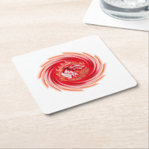 Wild Wolf Whirling White Paper Drinks Coaster Rechteckiger Pappuntersetzer