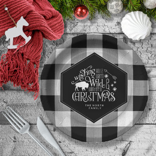 Wild Wonderful Christmas Black Buffalo Kariert ID6 Pappteller