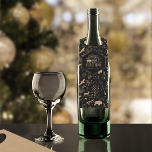 Wild Wonderful Christmas Pattern/Kraft Black ID604 Flaschenanhänger