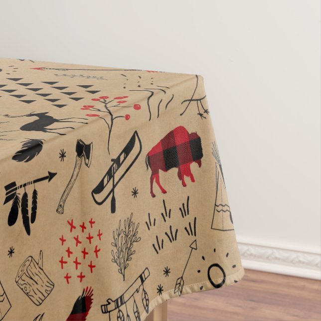 Wild Wonderful Christmas Pattern/Kraft Red ID604 Tischdecke (Beispiel)