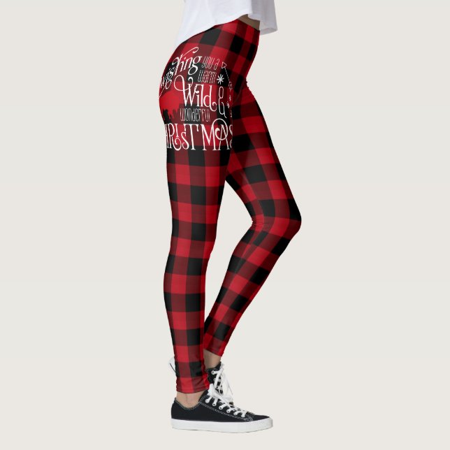 Wild Wonderful Christmas Red Buffalo Kariert ID604 Leggings (Rechts)