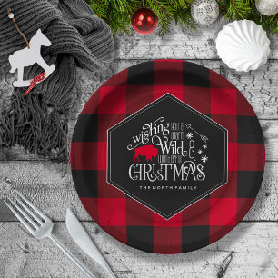 Wild Wonderful Christmas Red Buffalo Kariert ID604 Pappteller