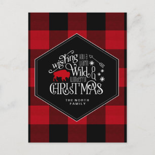 Wild Wonderful Christmas Red Buffalo Kariert ID604 Postkarte