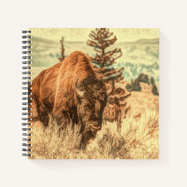 Wild Woodland Bison Notizbuch (Vorderseite)