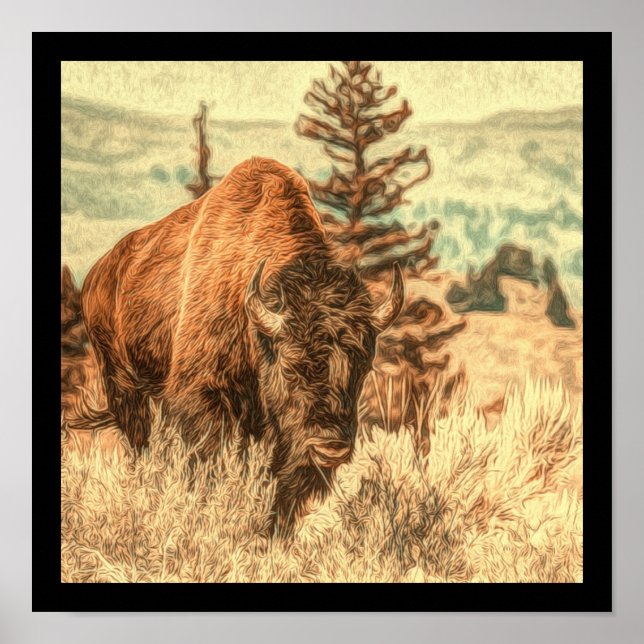 Wild Woodland Bison Poster (Vorne)
