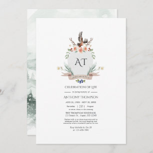Wild Woodland Laurel Wappen Celebration of Life In Einladung