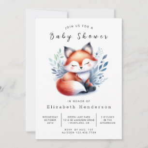 Wild Woodland Party Fox Babydusche Einladung