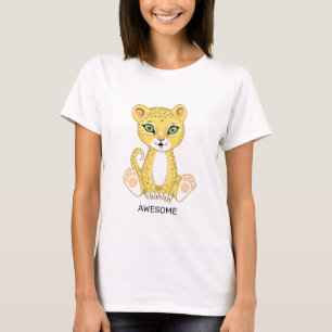 Wild Young Leopard Animal Cartoon T - Shirt
