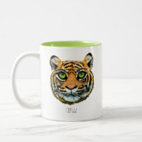 Wild Young Tiger Face & Calligraphy Coffee Tasse