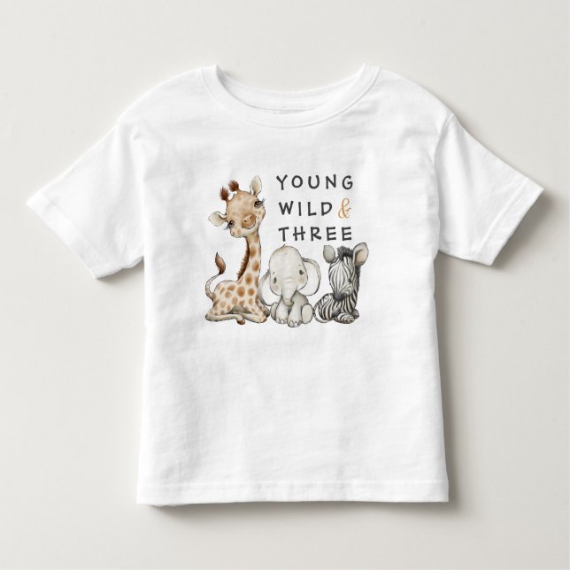 Wild Young und Three Birthday Jungle Baby T - Shir Kleinkind T-shirt (Vorderseite)