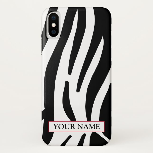 Wild Zebra Print mit Name Case-Mate iPhone Case (Rückseite)