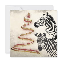 Wild Zebras und Ribbon Stared Christmas Trees Flat