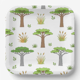 Wildanna Bäume und afrikanische Küken Pappteller