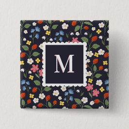 Wildbeere gemusterte mit Monogramm Marine Button