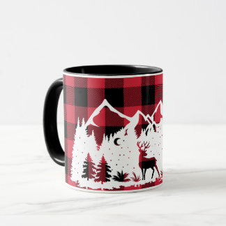 Wildbergszene Rotes Buffalo Karo Tasse