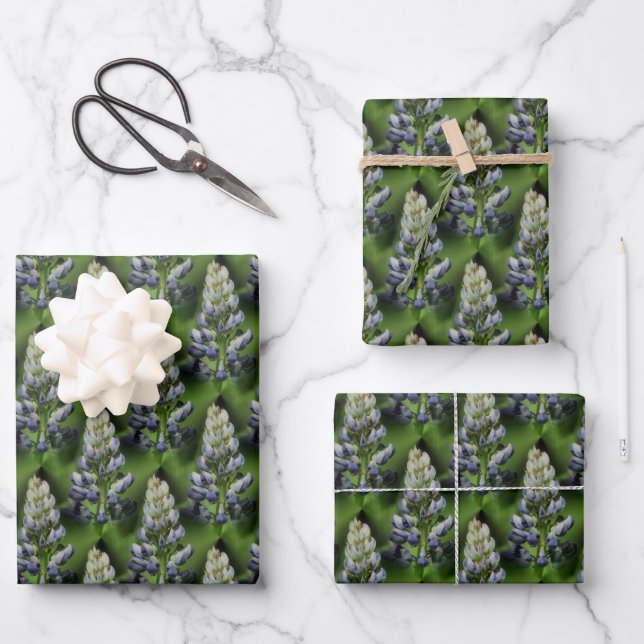 Wildblauer Lupine Blume Naturmuster  Geschenkpapier Set (Vorderseite)