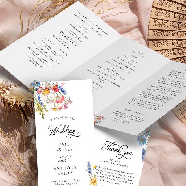 Wildblume (Wedding Ceremony Program from Country Wildflower Wedding Collection by Darling & May)