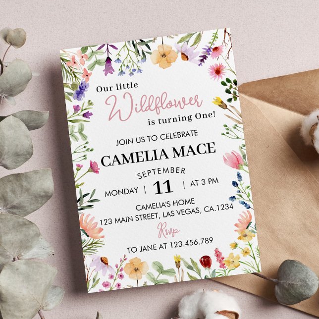 Wildblume 1. Geburtstag Einladung (Von Creator hochgeladen)