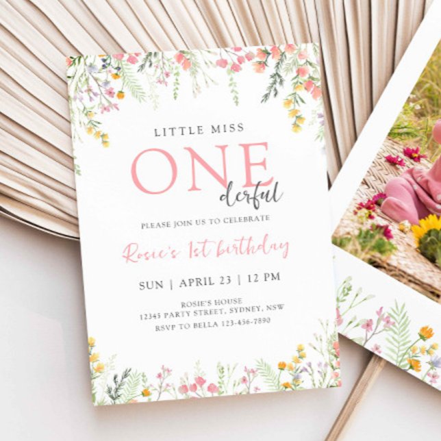 Wildblume 1. Geburtstag Kleine Miss ONEderful Einladung (Von Creator hochgeladen)
