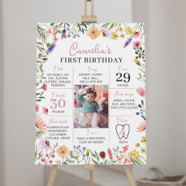 Wildblume 1. Geburtstag Meilenstein Unterzeichnung Poster