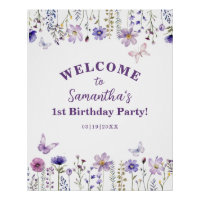 Wildblume 1. Geburtstag Party Begrüßungszeichen