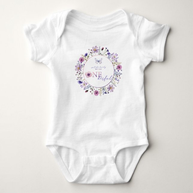 Wildblume 1. Geburtstagskleidung Baby Strampler (Vorderseite)