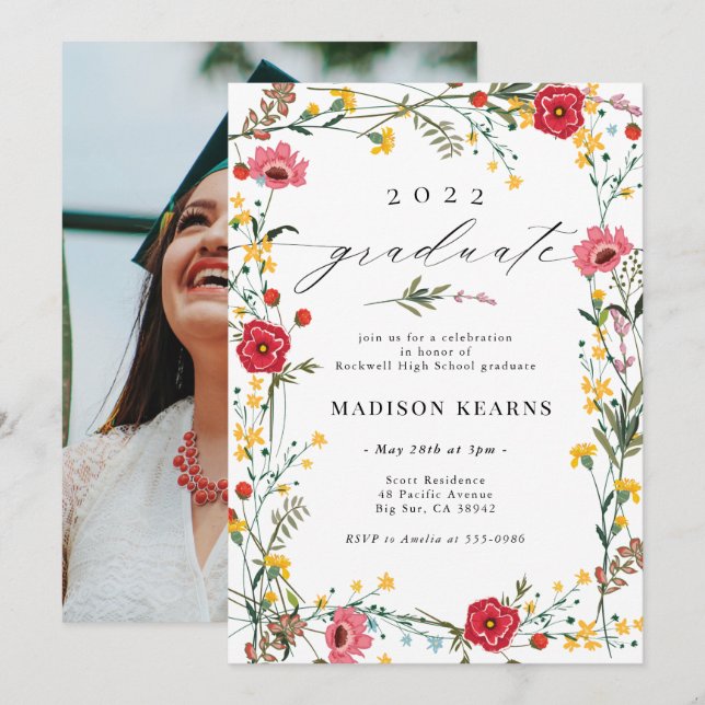 Wildblume 2024 Abschluss Einladung (Vorne/Hinten)