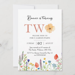 Wildblume 2. Geburtstagseinladung, botanischer 2. Einladung
