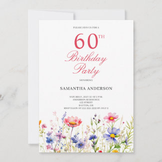 Wildblume 60. Geburtstagsparty Einladung