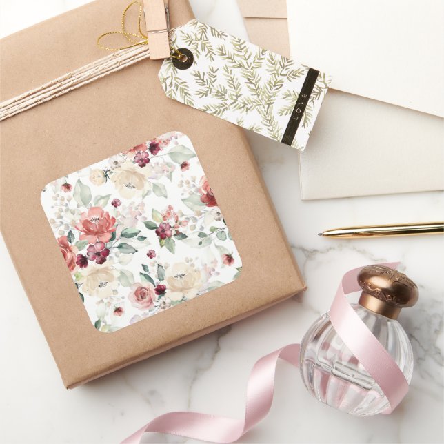 Wildblume 7. quadratischer aufkleber (Schenken)