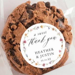 Wildblume A Sweet Danke Gastgeschenk Hochzeit Runder Aufkleber