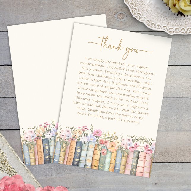 Wildblume Abschluss Danke Karte (Watercolor Wildflower Books Graduation Thank You Card by Painted Paperie
)